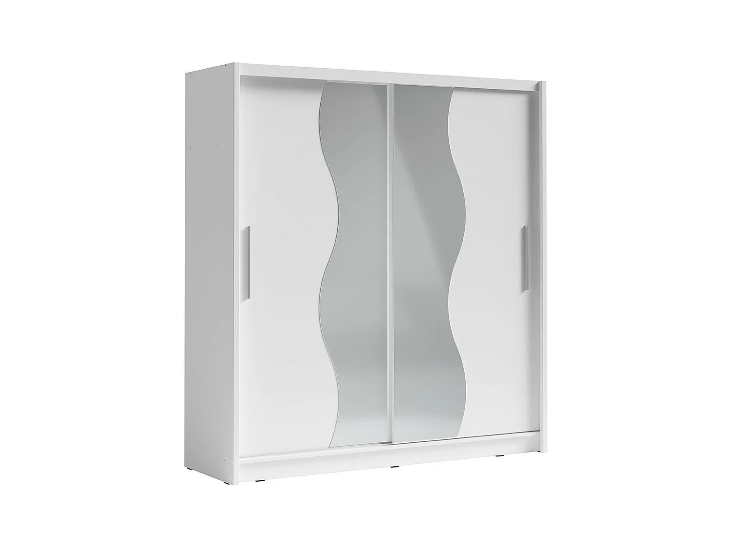 Armoire 2 portes coulissantes avec miroir 205 cm - blanc - Collection BAHIA