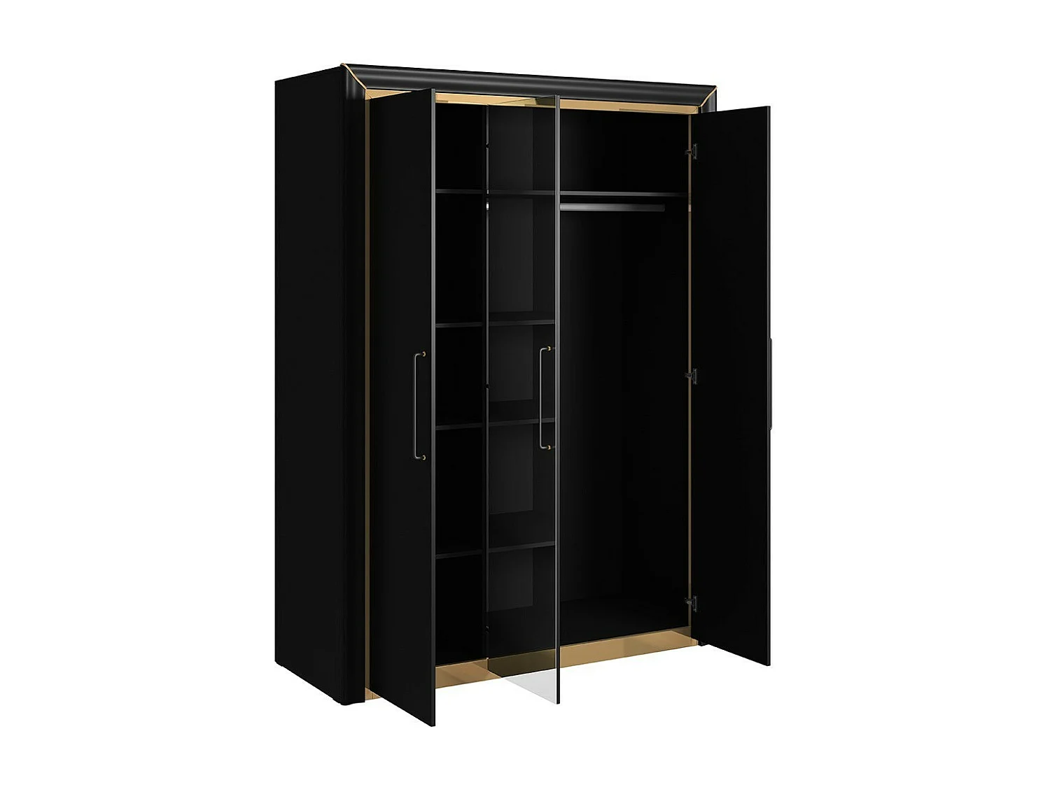Armoire 150cm collection DOHA. Couleur noir mat et doré.