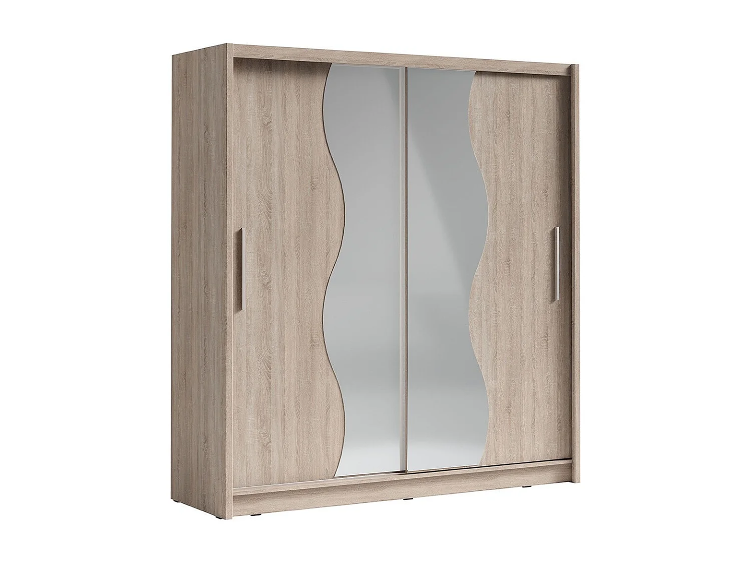 Armoire 2 portes coulissantes avec miroir 205 cm - chêne - Collection BAHIA