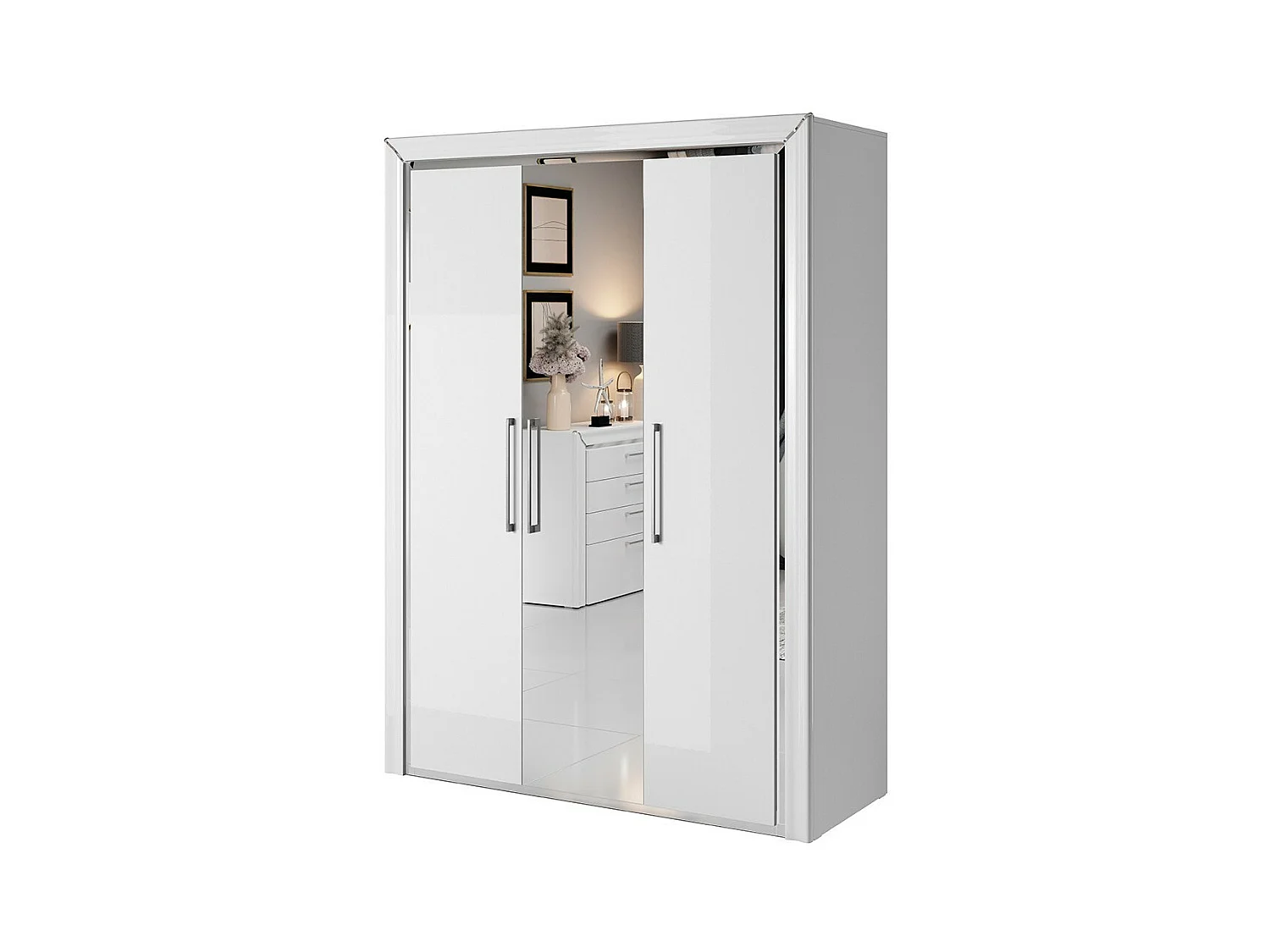 Armoire 150cm collection DOHA. Couleur blanc brillant.