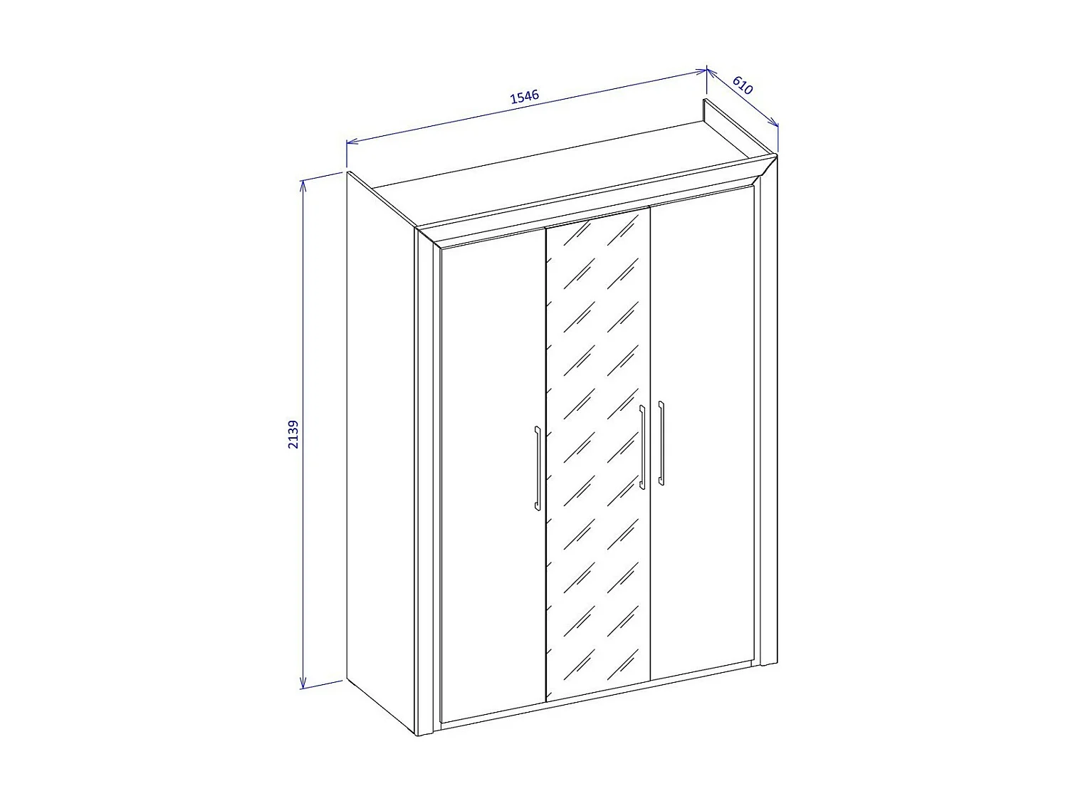 Armoire 150cm collection DOHA. Couleur blanc brillant.