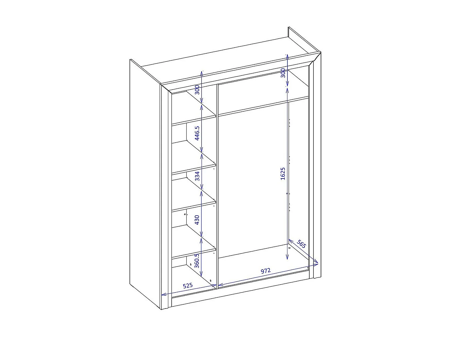 Armoire 150cm collection DOHA. Couleur blanc brillant.
