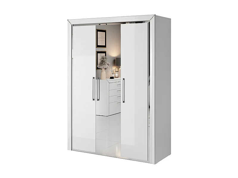 Armoire 150cm collection DOHA. Couleur blanc brillant.