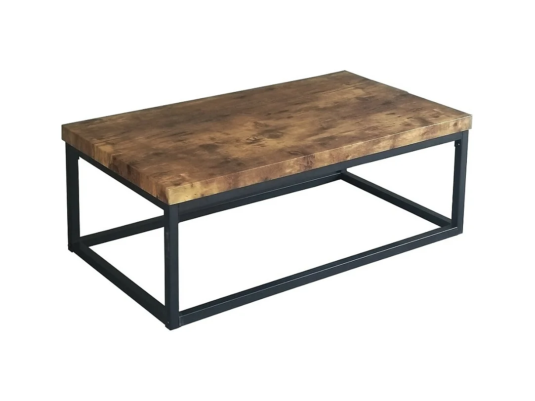 Table ARIZONA plateau en bois foncé, pied en acier noir – 100 x 36 x 55 cm