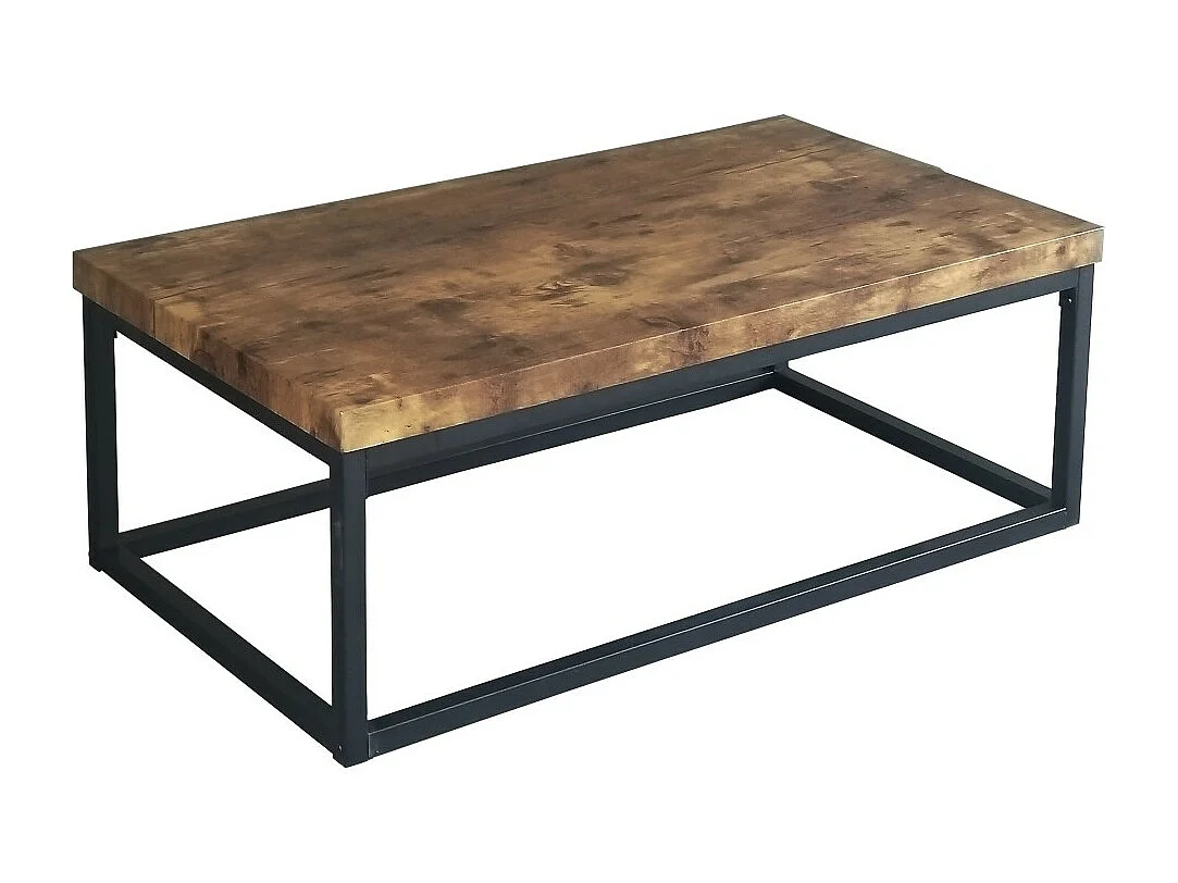 Tisch ARIZONA mit dunkler Holzplatte, schwarzes Stahlgestell – 100 x 36 x 55 cm