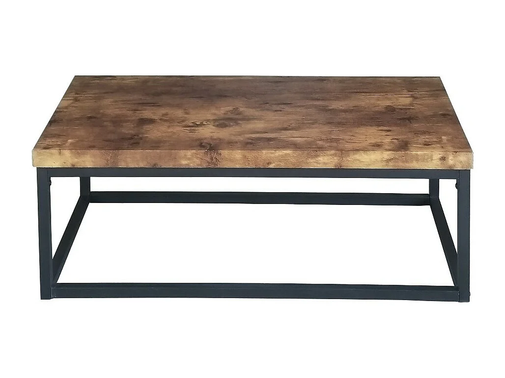 Tisch ARIZONA mit dunkler Holzplatte, schwarzes Stahlgestell – 100 x 36 x 55 cm