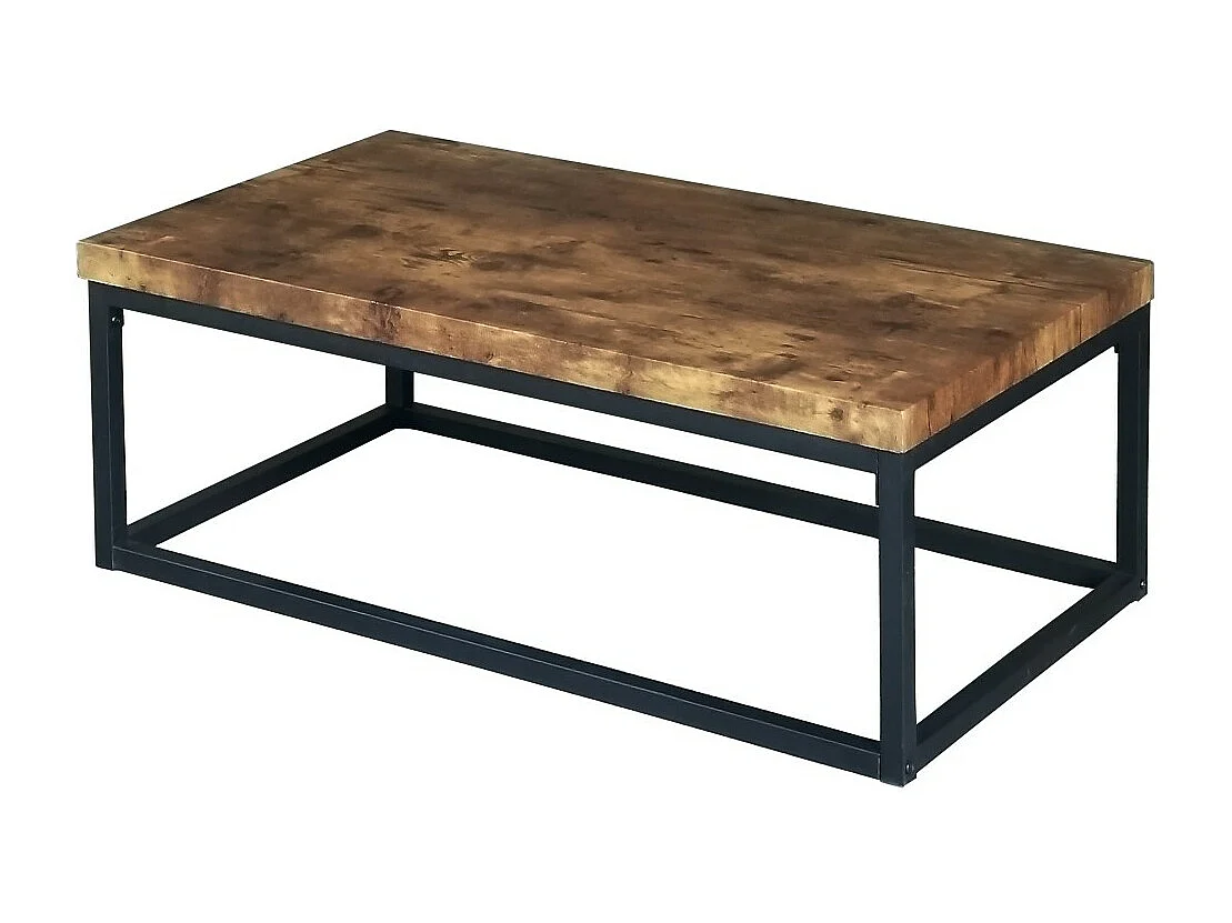 Tisch ARIZONA mit dunkler Holzplatte, schwarzes Stahlgestell – 100 x 36 x 55 cm