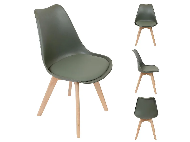 Lot de 4 Chaises Scandinave "Skansen" 81cm Kaki