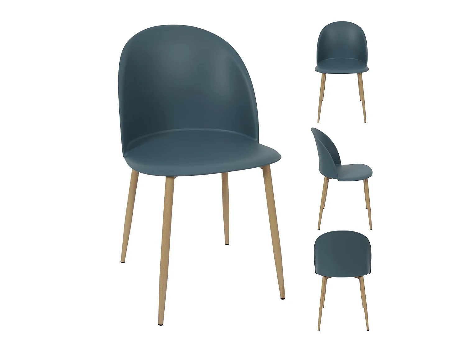 Lot de 4 Chaises Scandinave "Bergen" 81cm Bleu Canard