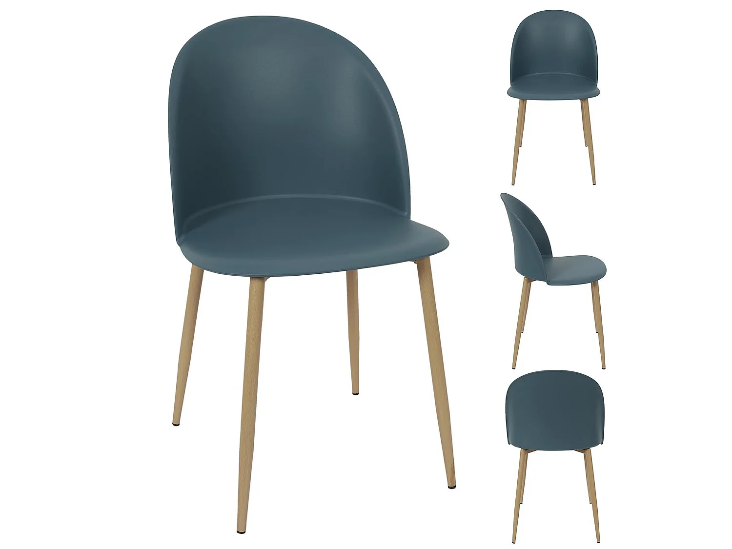 Lot de 4 Chaises Scandinave "Bergen" 81cm Bleu Canard