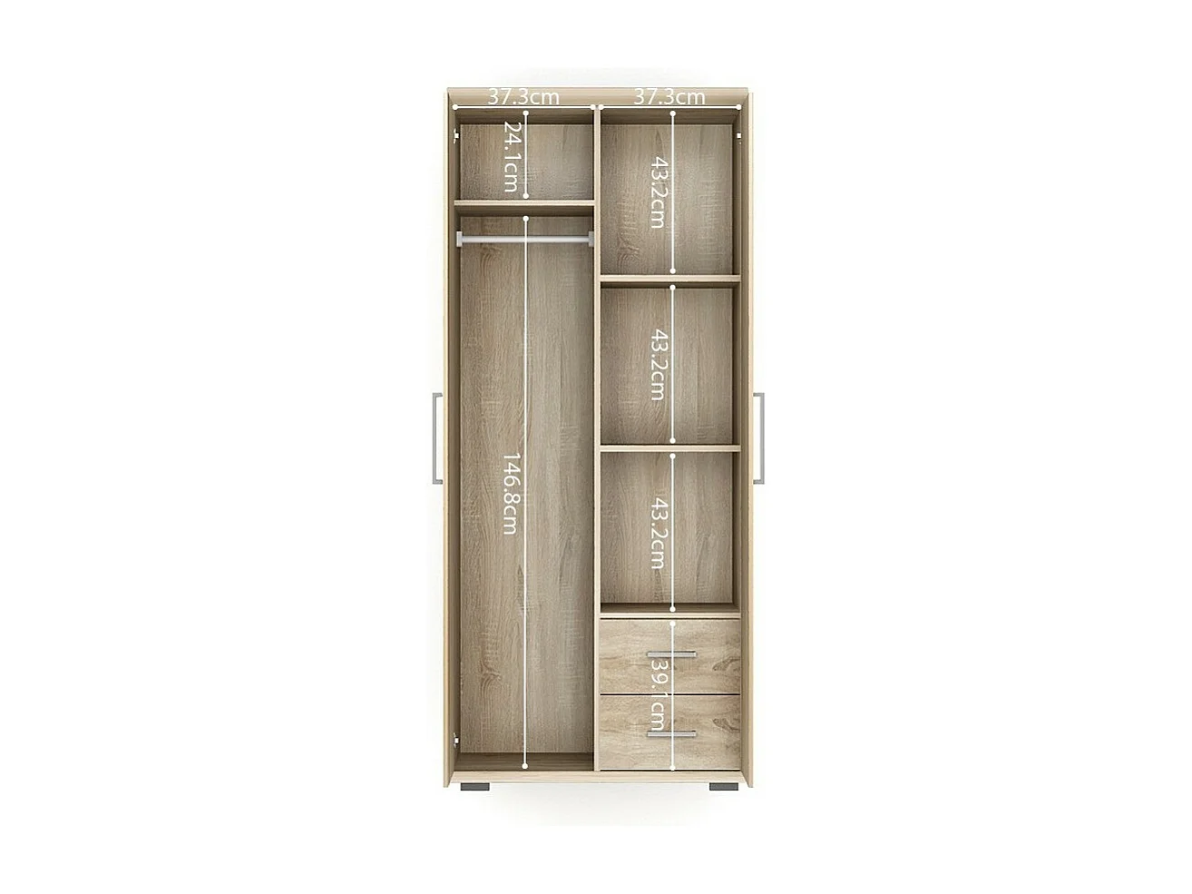 Armoire 2 portes avec penderie TOM – Chêne sonoma