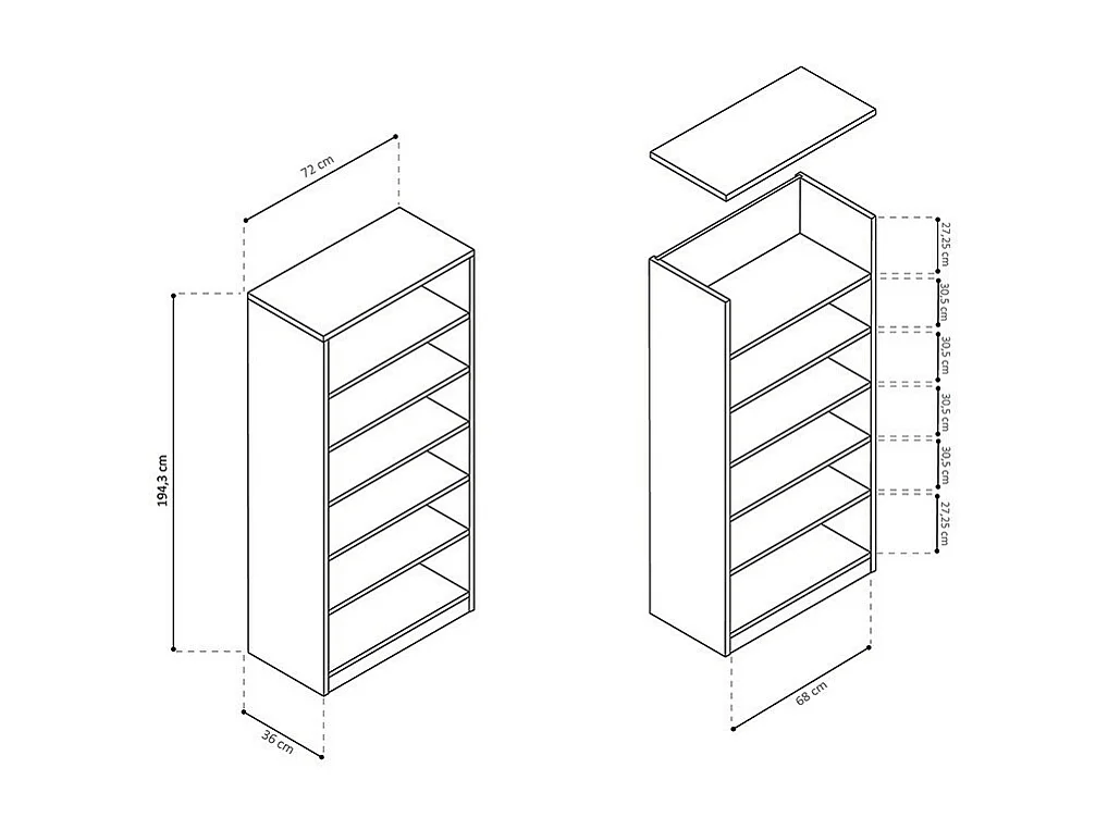 Schrank, Kollektion TOLLY, 2 Türen, 75x195 cm, Sonoma Eiche Farbe