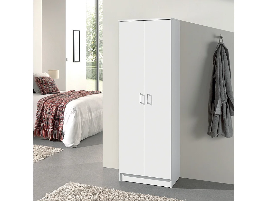 Armadio contenitore, collezione STAN, 2 porte, colore bianco, ideale per il tuo ingresso, bagno o lavanderia.