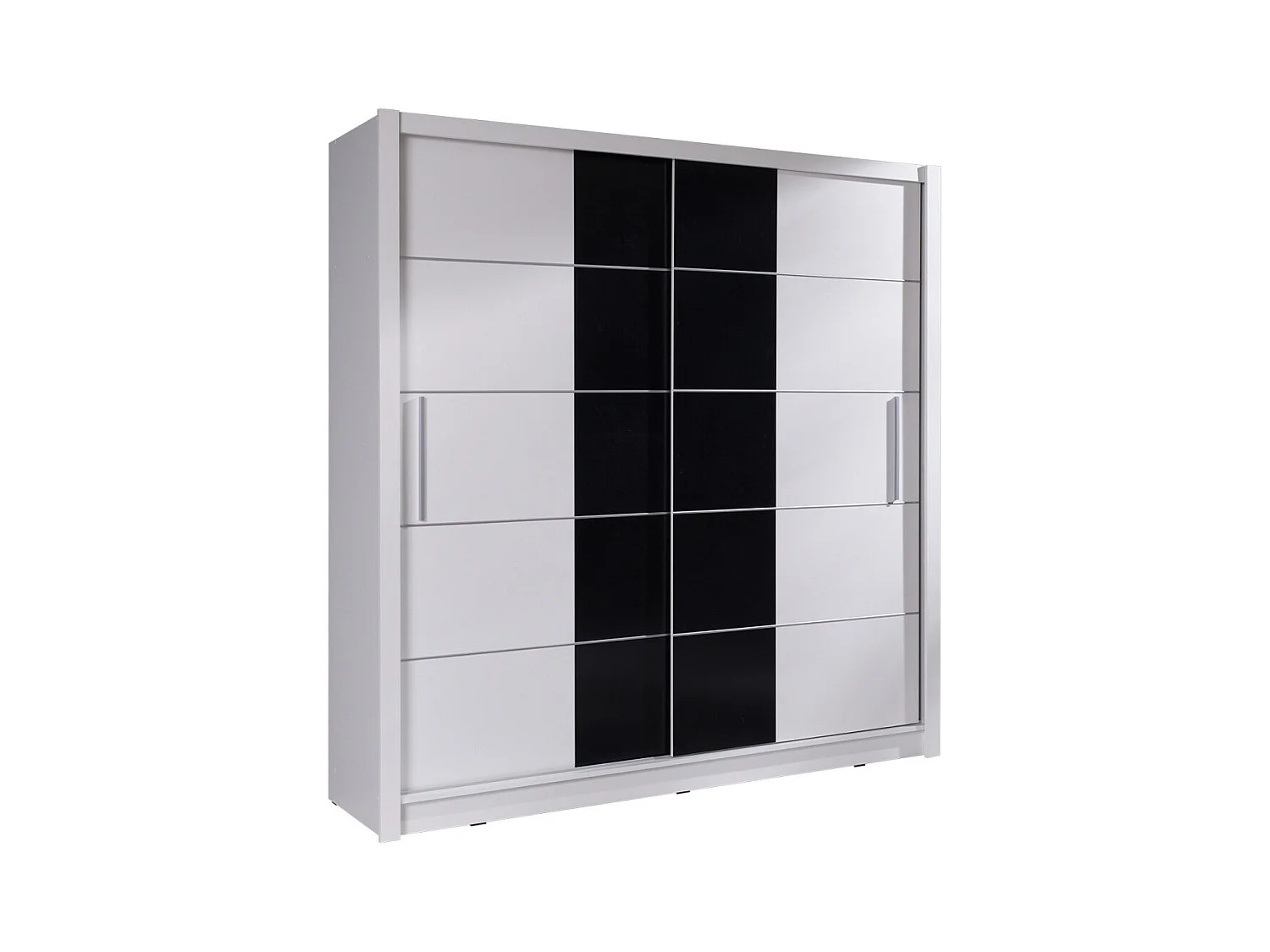 Kledingkast met 2 schuifdeuren - wit en zwart - Collectie BRESCIA