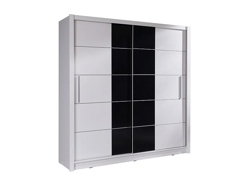 Armoire 2 portes coulissantes - blanc et noir - Collection BRESCIA