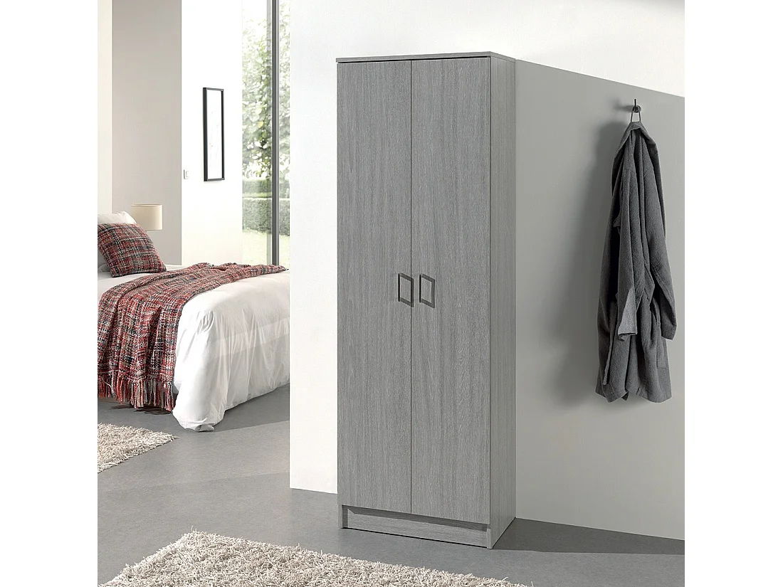 Armoire 2 portes STAN – Chêne gris – H180 cm