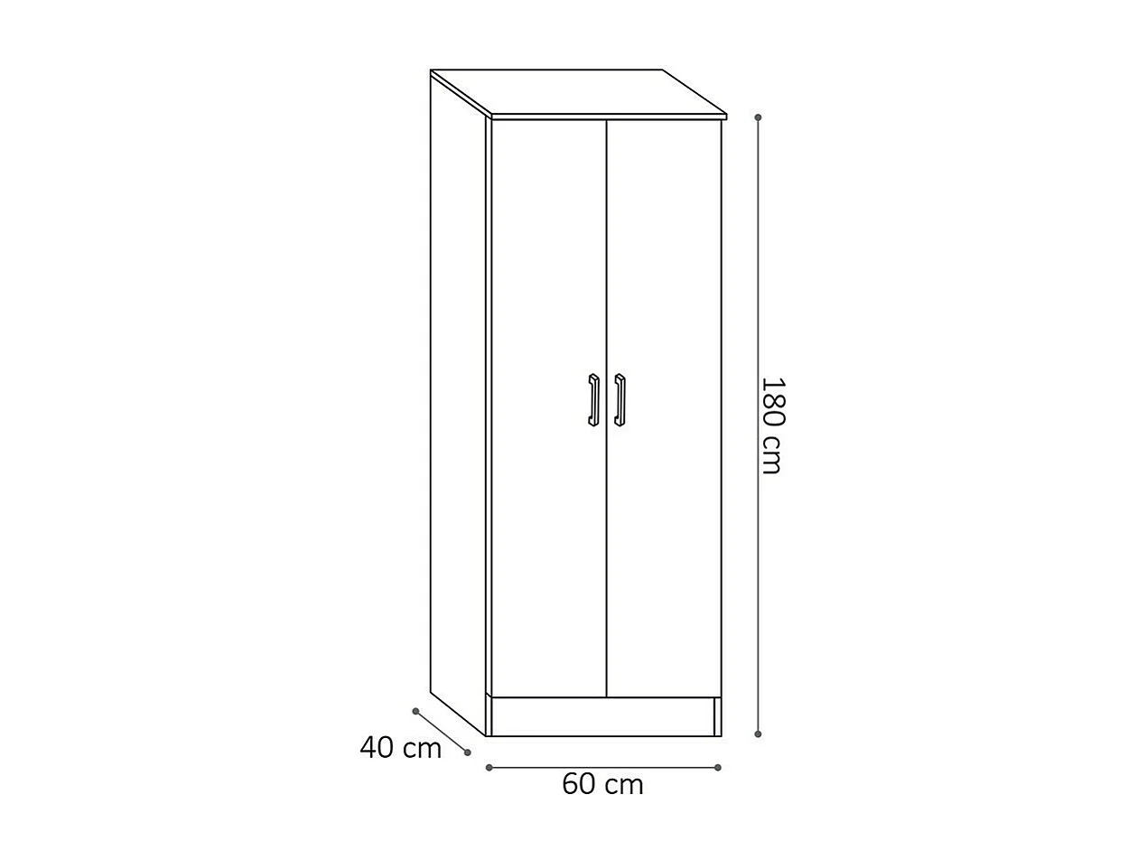Armoire 2 portes STAN – Chêne gris – H180 cm