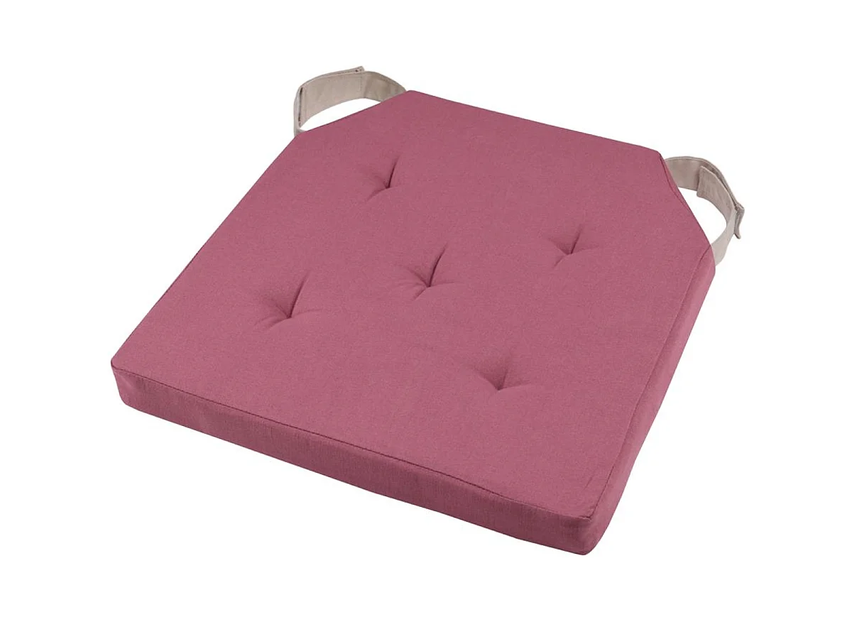 Coussin de chaise attaches scratchs Rose et Lin 38 x 38 cm