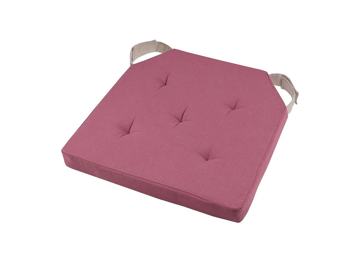 Coussin de chaise attaches scratchs Rose et Lin 38 x 38 cm