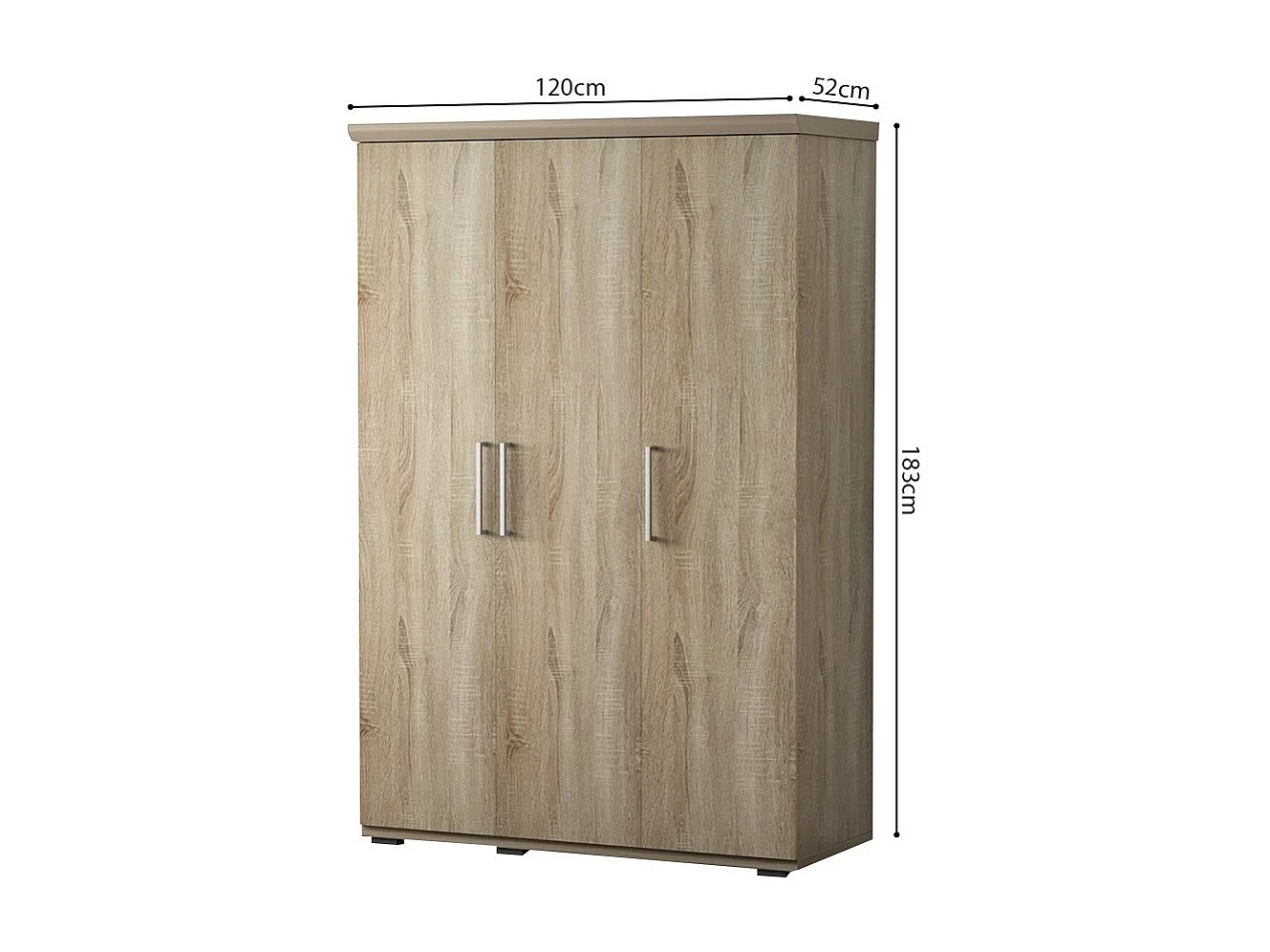 Armoire 3 portes avec penderie TOM – Chêne sonoma
