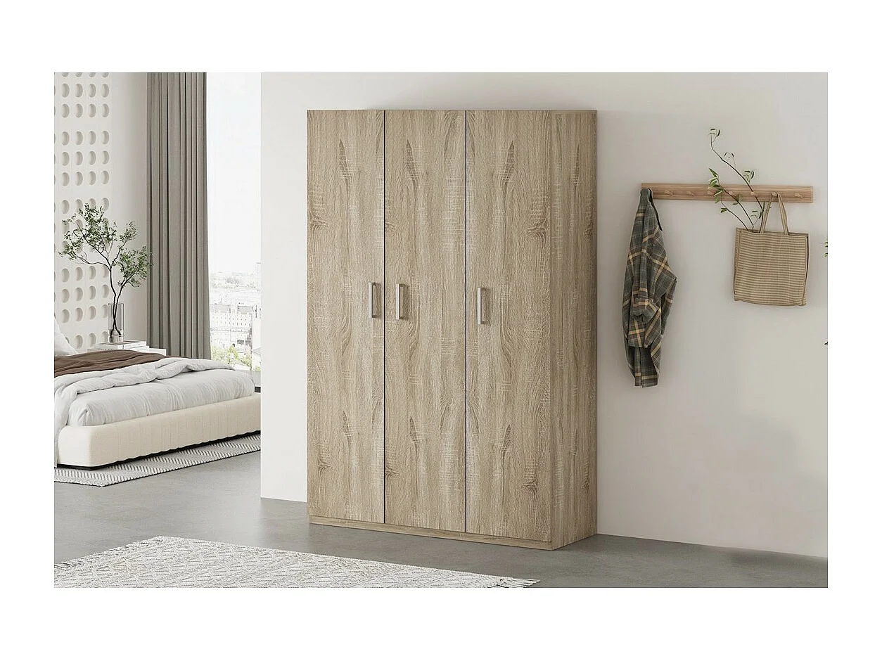 Armoire 3 portes TOM – Chêne sonoma – Grand espace de rangement