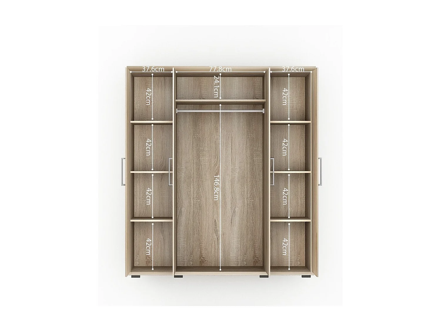 Armoire 4 portes avec penderie TOM – Chêne sonoma