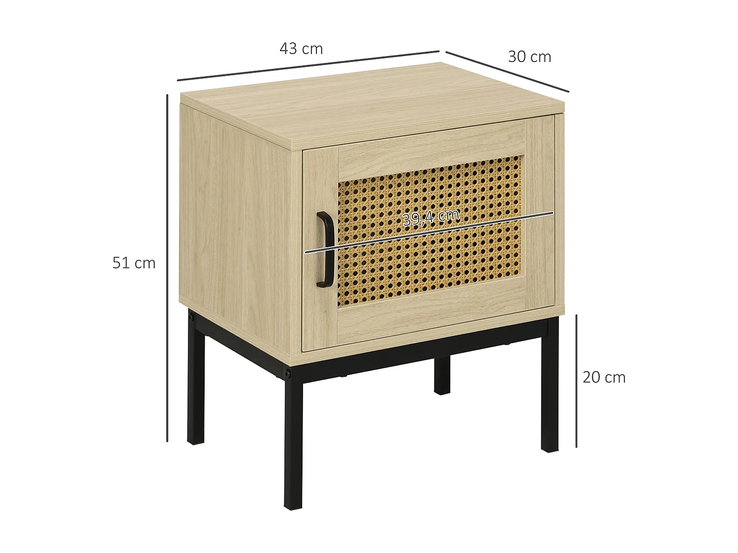 Mesilla de noche roble 43x30x51 cm HOMCOM