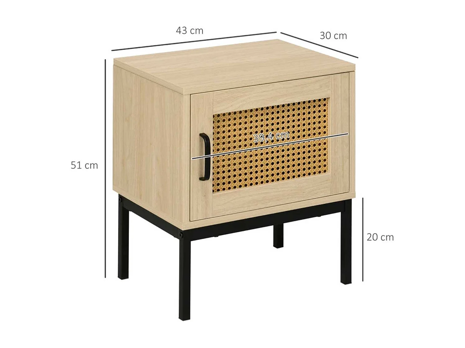 Mesilla de noche roble 43x30x51 cm HOMCOM