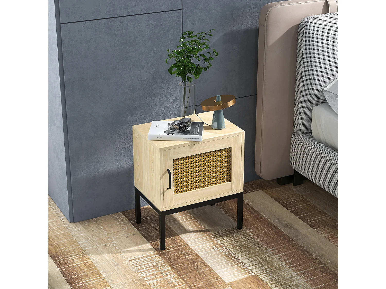 Mesilla de noche roble 43x30x51 cm HOMCOM