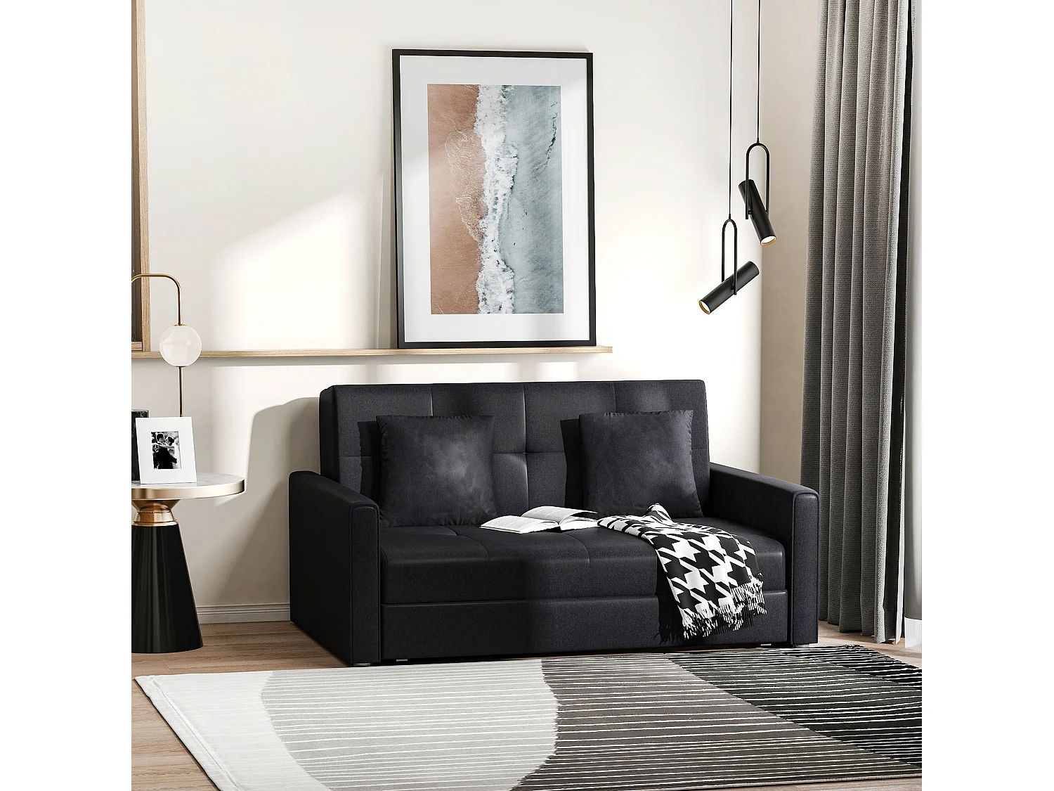 Sofá cama gris carbón 152x101x81 cm HOMCOM