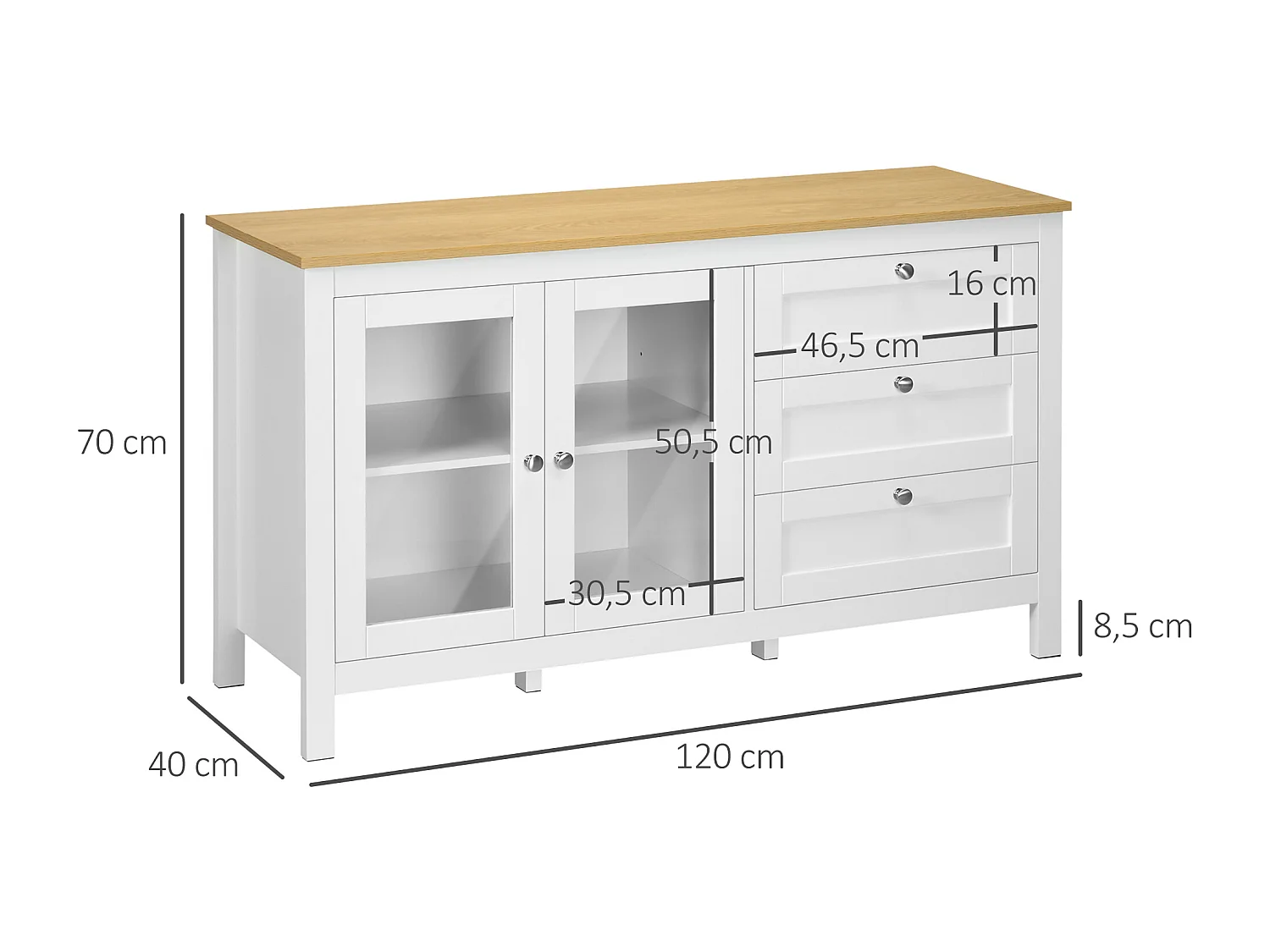 Aparador para salón blanco 120x40x70 cm HOMCOM