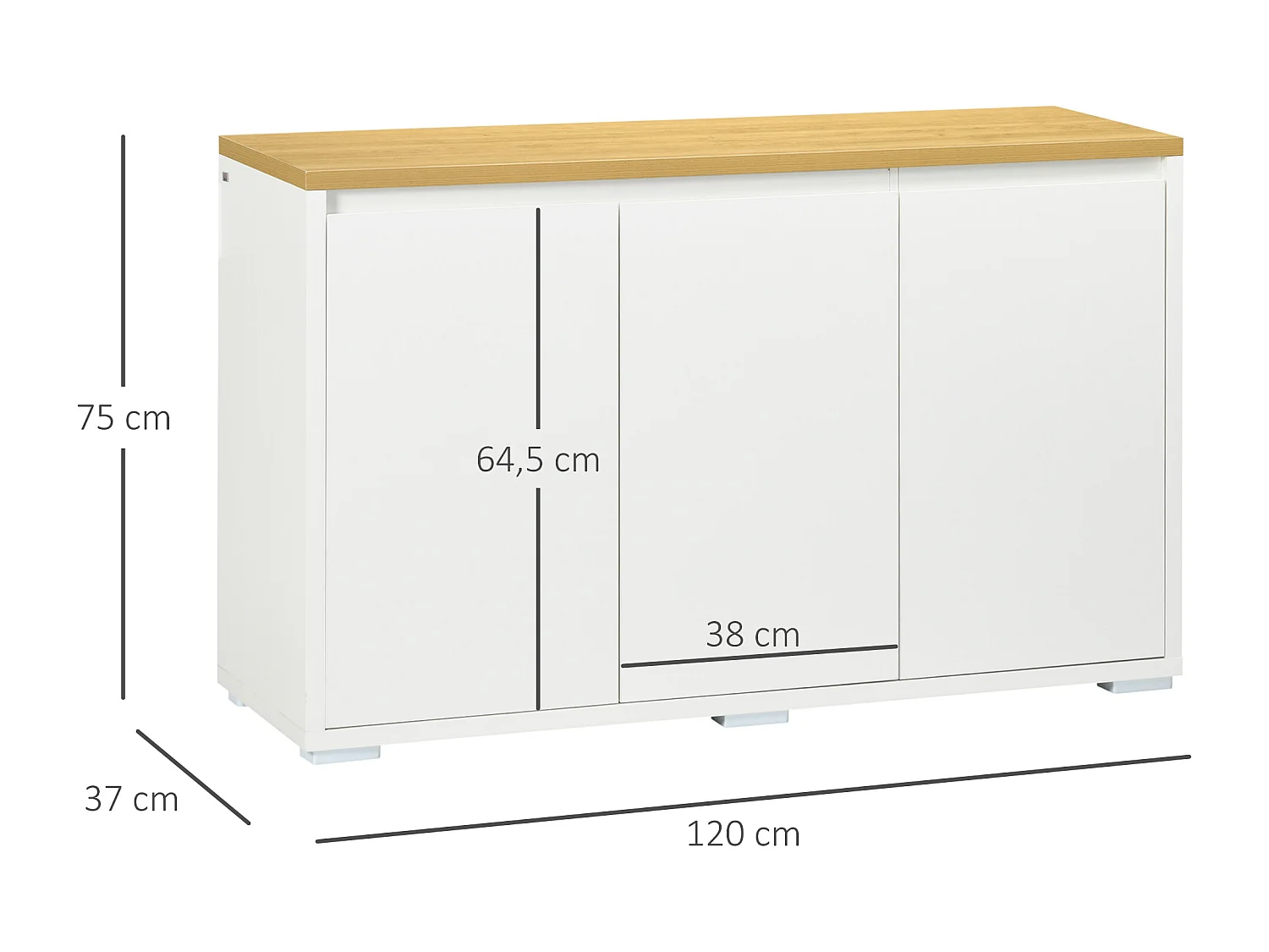 Aparador de salón blanco 120x37x75 cm HOMCOM