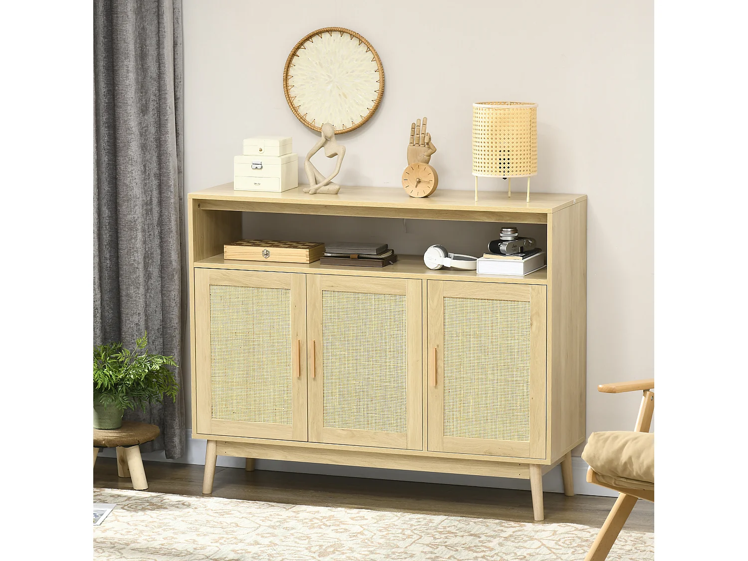 Aparador de cocina madera natural 120x40x97 cm HOMCOM