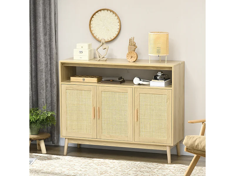 Aparador de cocina madera natural 120x40x97 cm HOMCOM