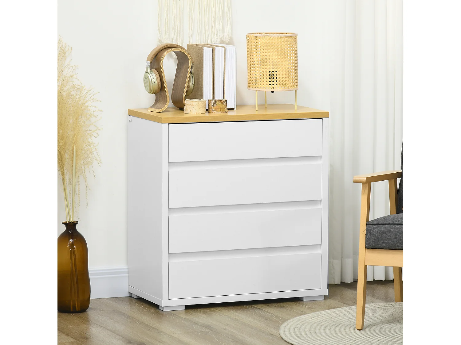 Cómoda con cajones blanco 70x37x75 cm HOMCOM