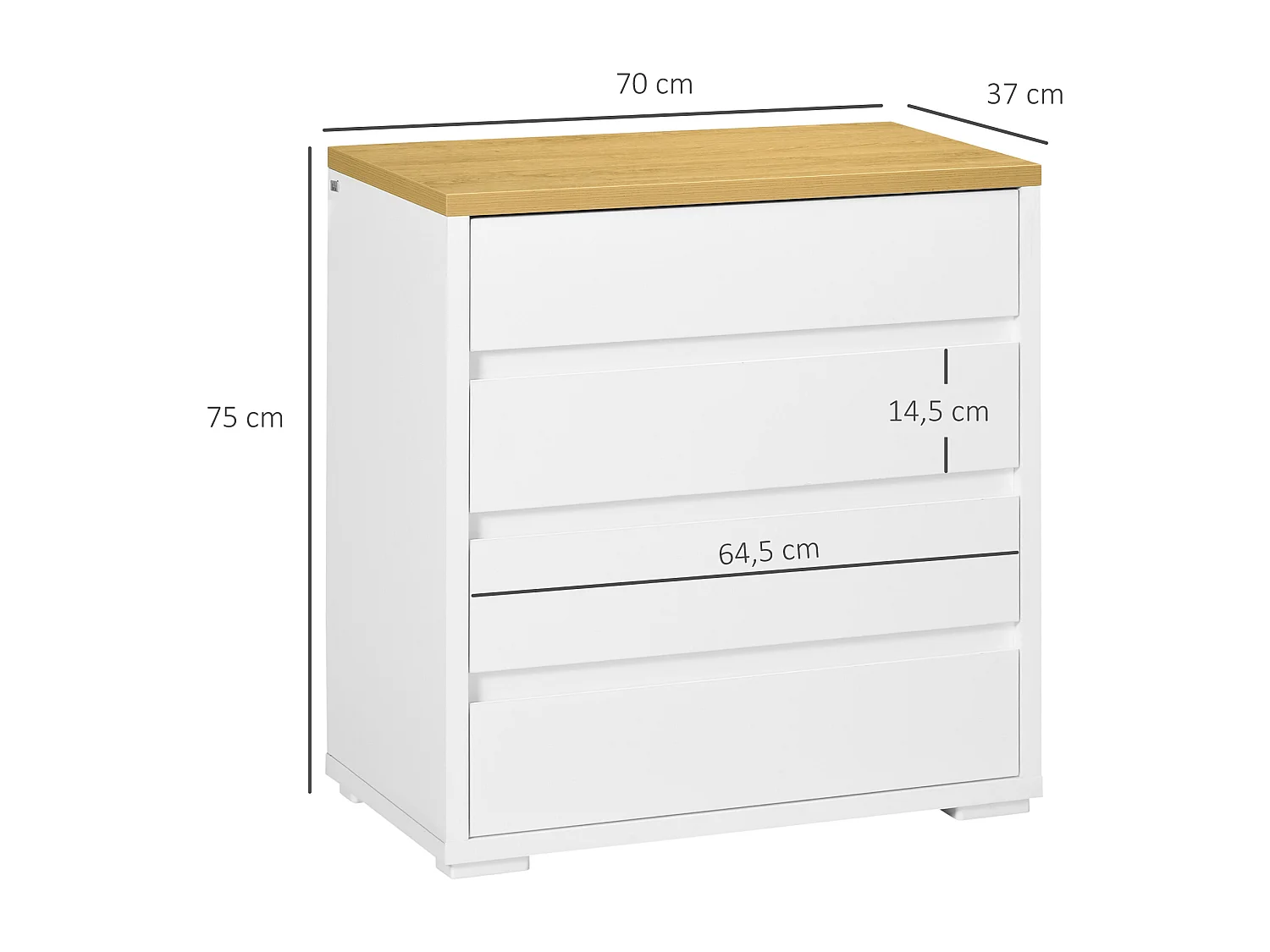 Cómoda con cajones blanco 70x37x75 cm HOMCOM