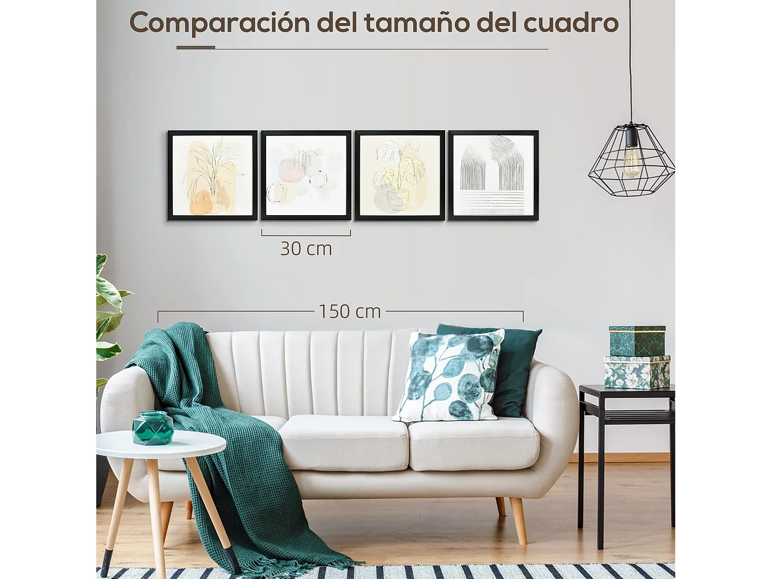 Pintura abstracta multicolor 33x2.5x33 cm HOMCOM