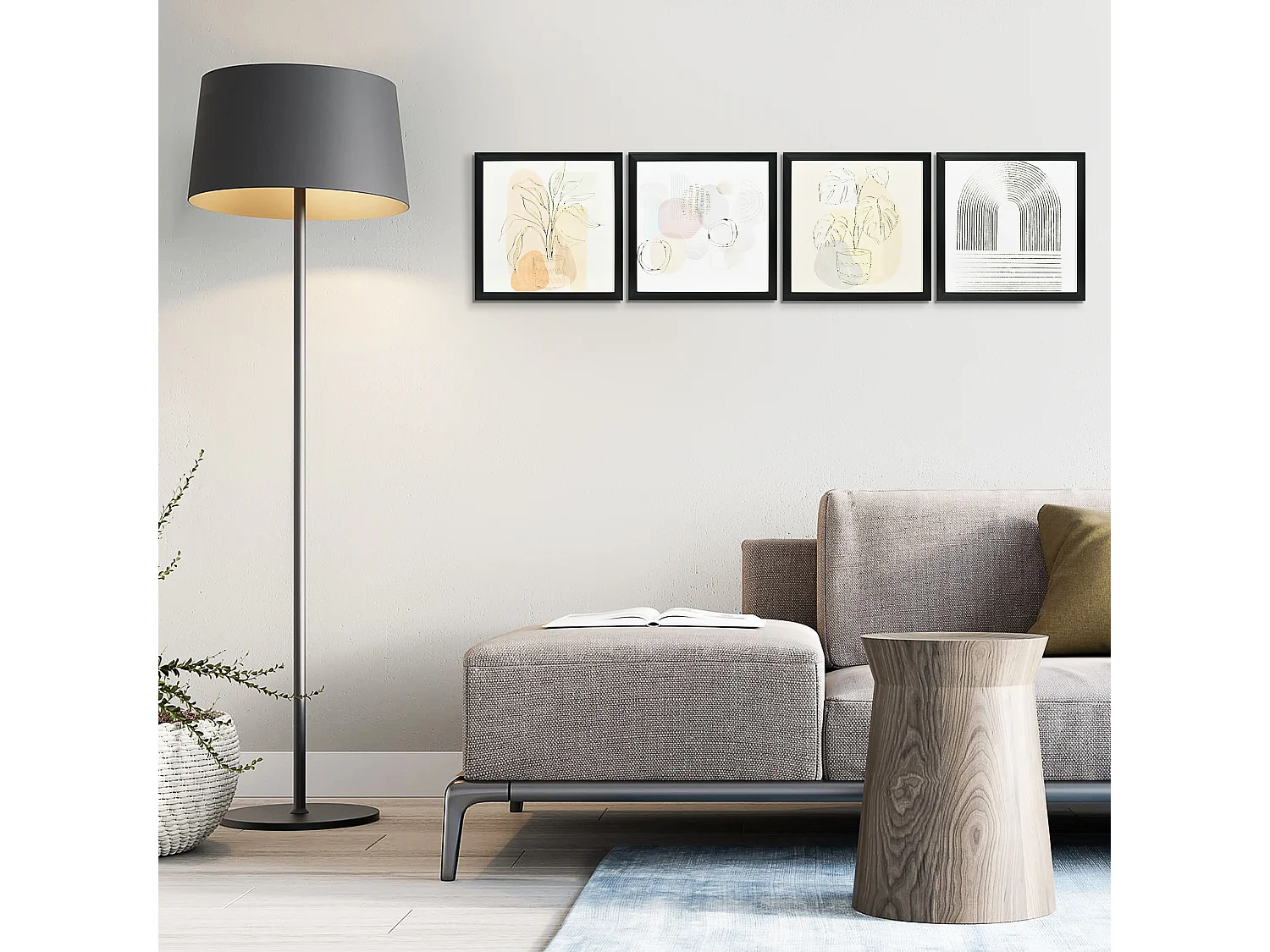 Pintura abstracta multicolor 33x2.5x33 cm HOMCOM