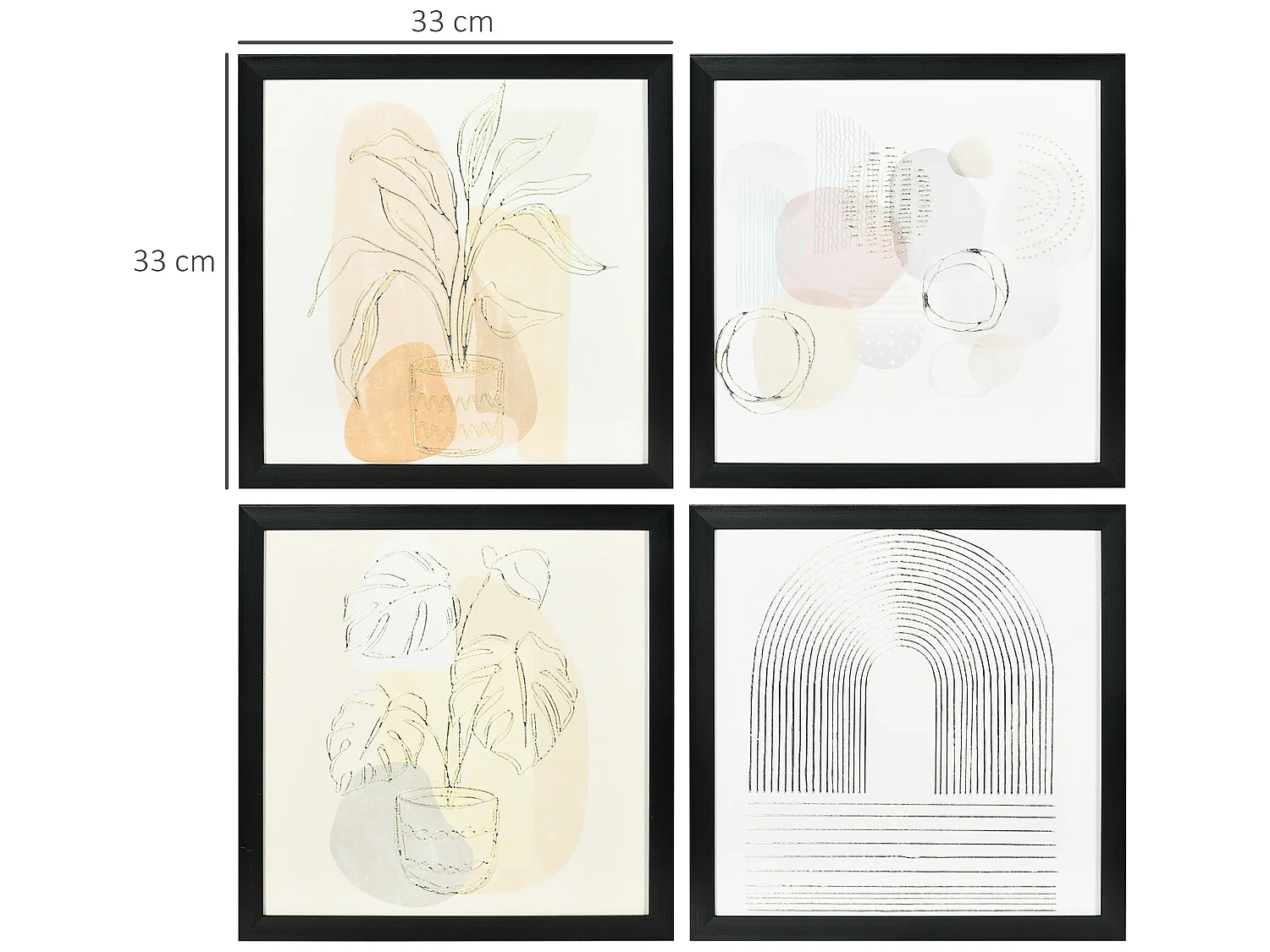 Pintura abstracta multicolor 33x2.5x33 cm HOMCOM