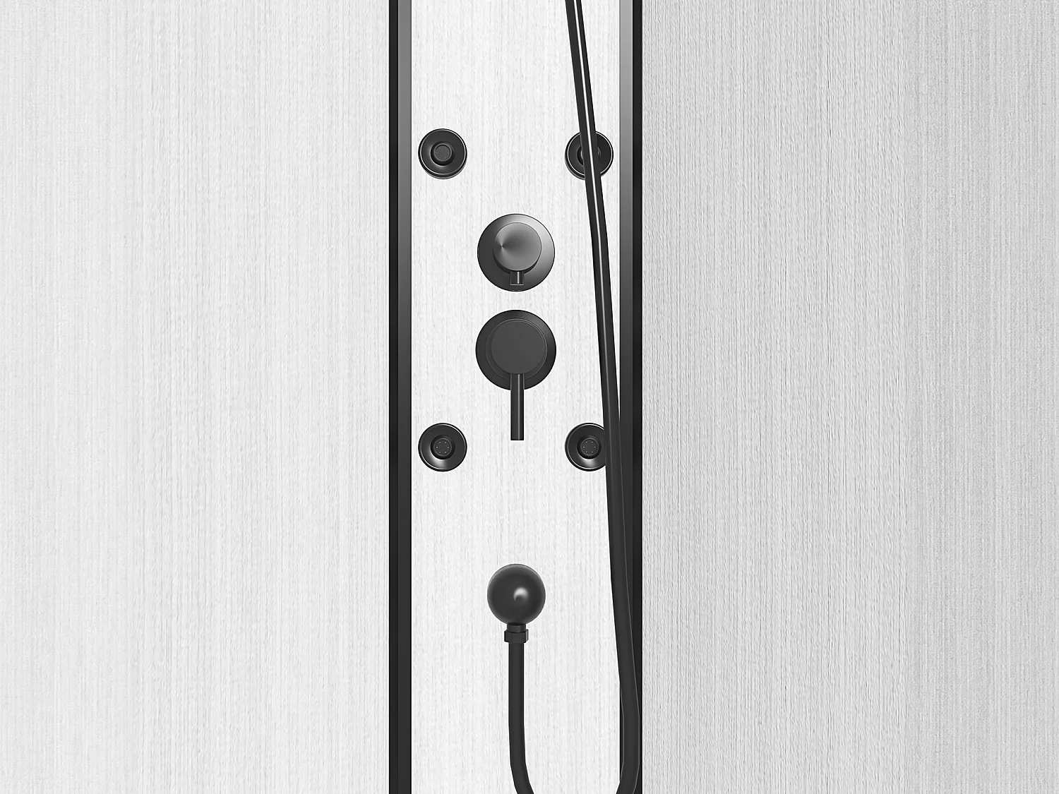 Cabine de douche hydromassante en fibre de bambou - Noir mat - L80 x l80 x H225 cm - ZALIFA