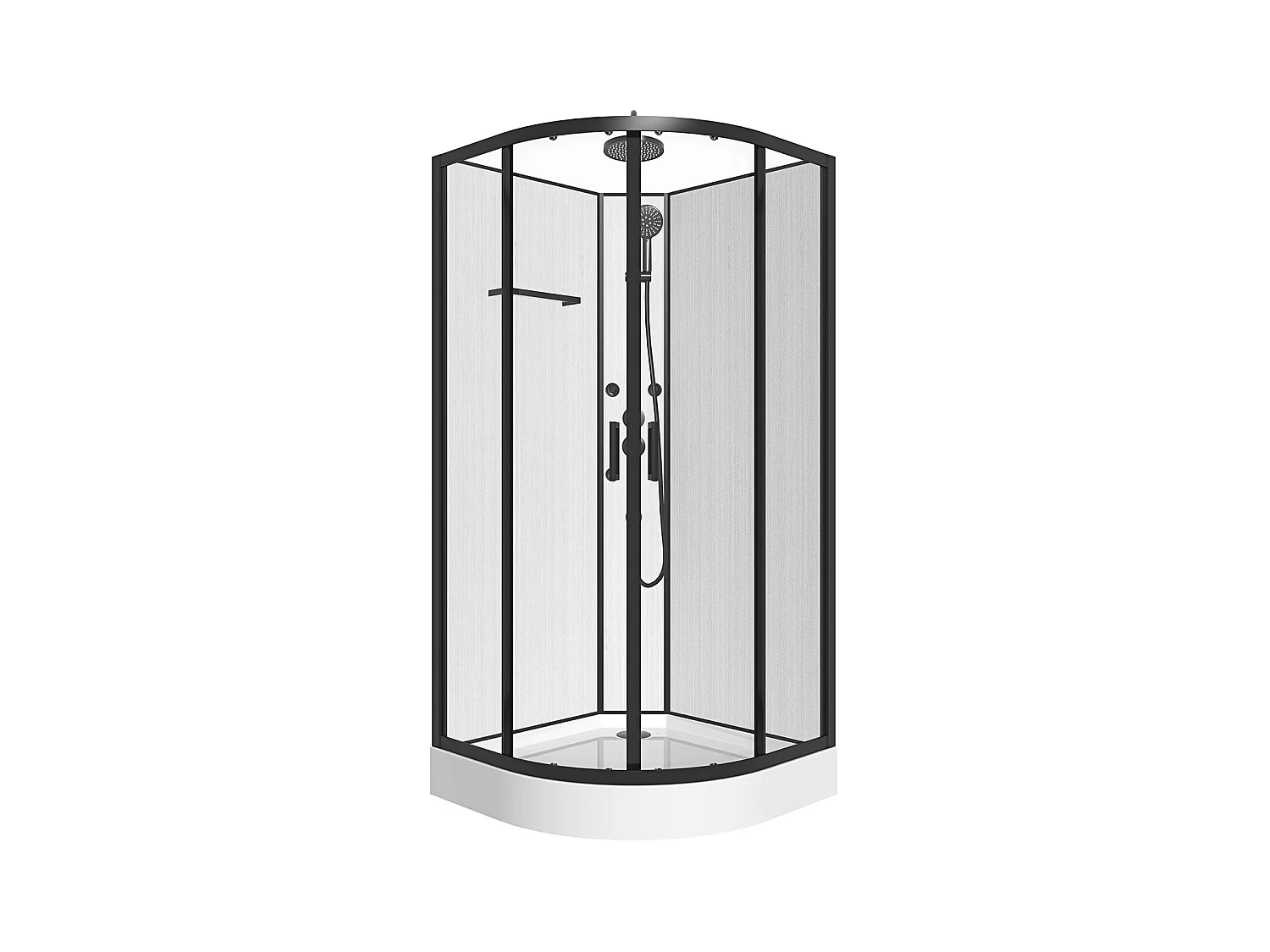 Cabina de ducha hidromasaje de fibra de bambú - Negro mate - Largo 80 x Ancho 80 x Alt. 225 cm - ZALIFA