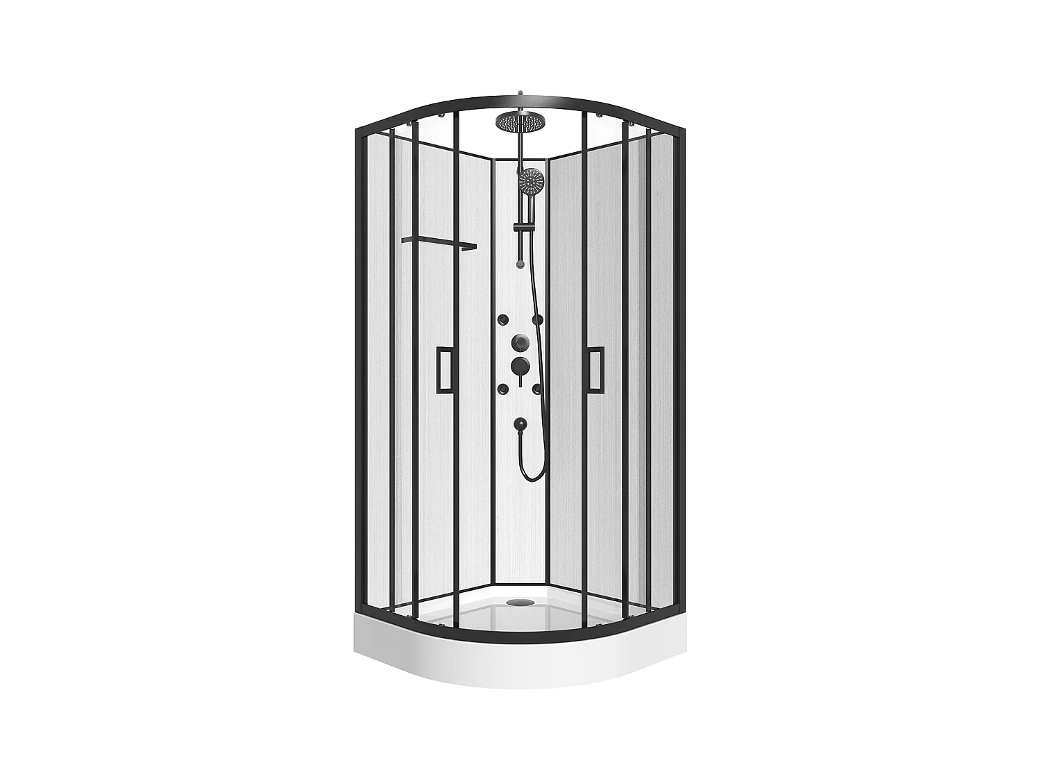 Cabina de ducha hidromasaje de fibra de bambú - Negro mate - Largo 80 x Ancho 80 x Alt. 225 cm - ZALIFA