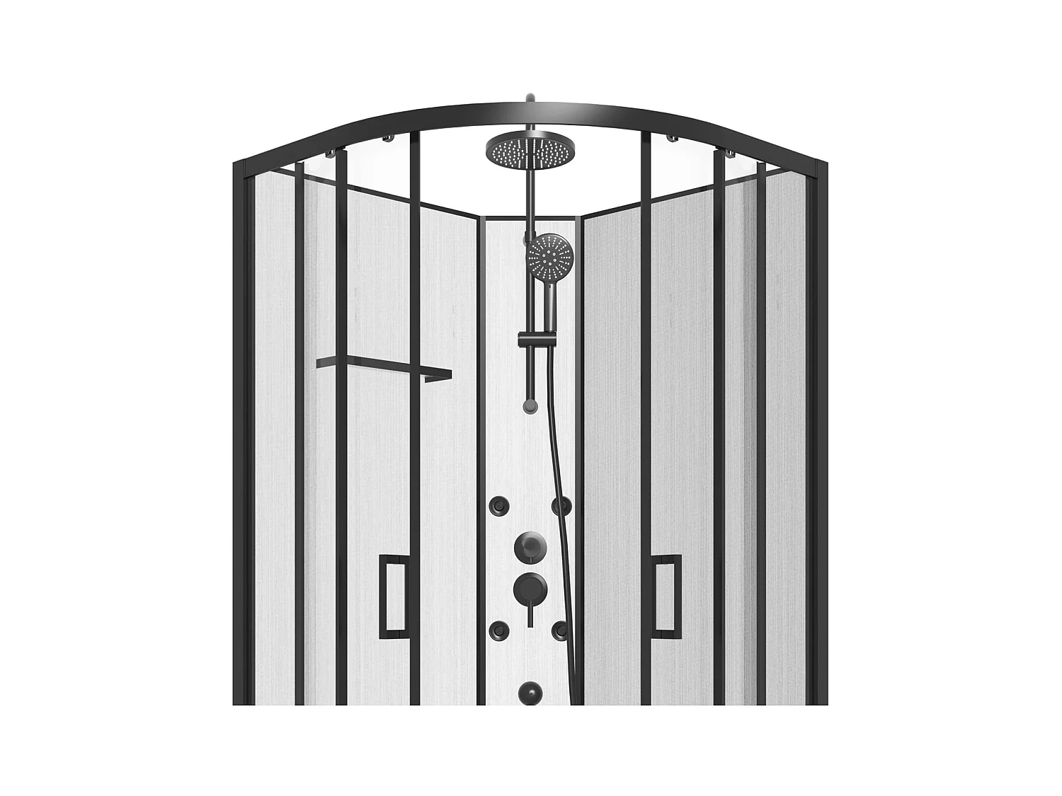 Cabina de ducha hidromasaje de fibra de bambú - Negro mate - Largo 80 x Ancho 80 x Alt. 225 cm - ZALIFA
