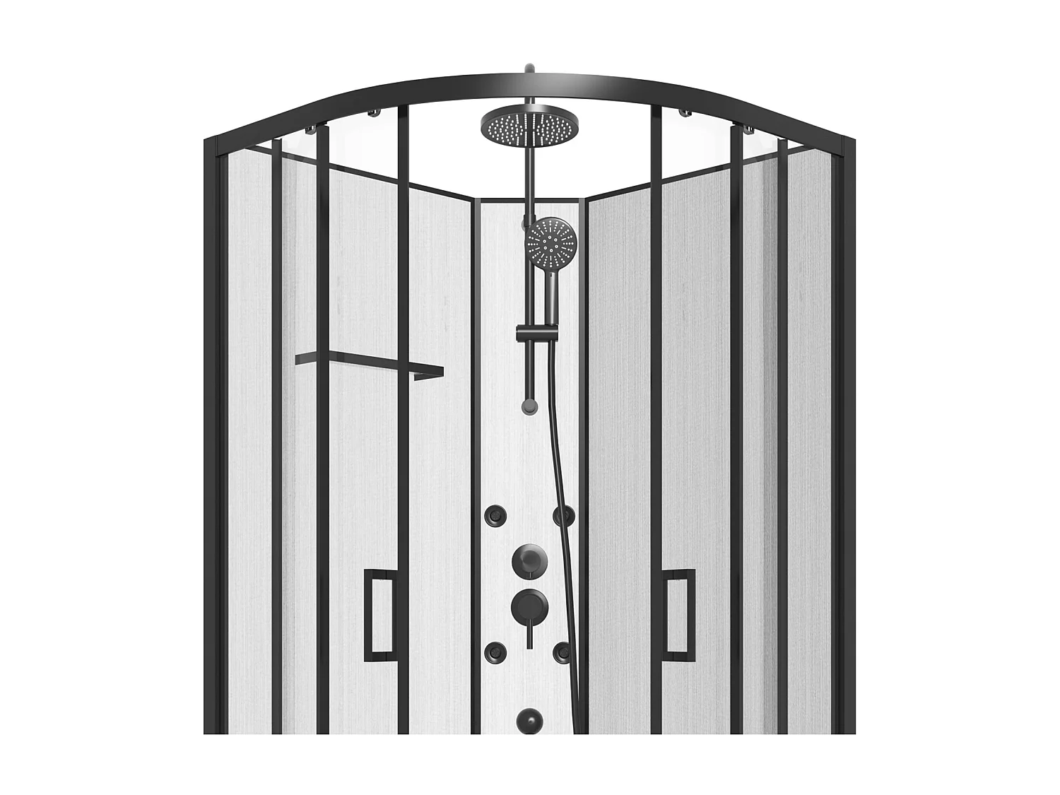 Cabine de douche hydromassante en fibre de bambou - Noir mat - L80 x l80 x H225 cm - ZALIFA