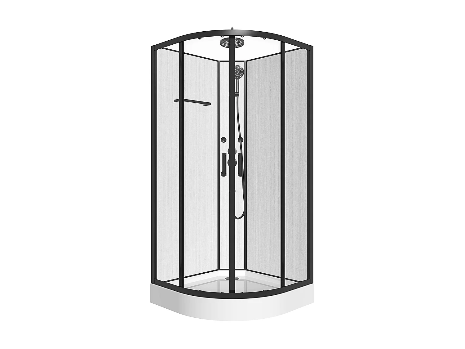 Cabine de douche hydromassante en fibre de bambou - Noir mat - L80 x l80 x H225 cm - ZALIFA