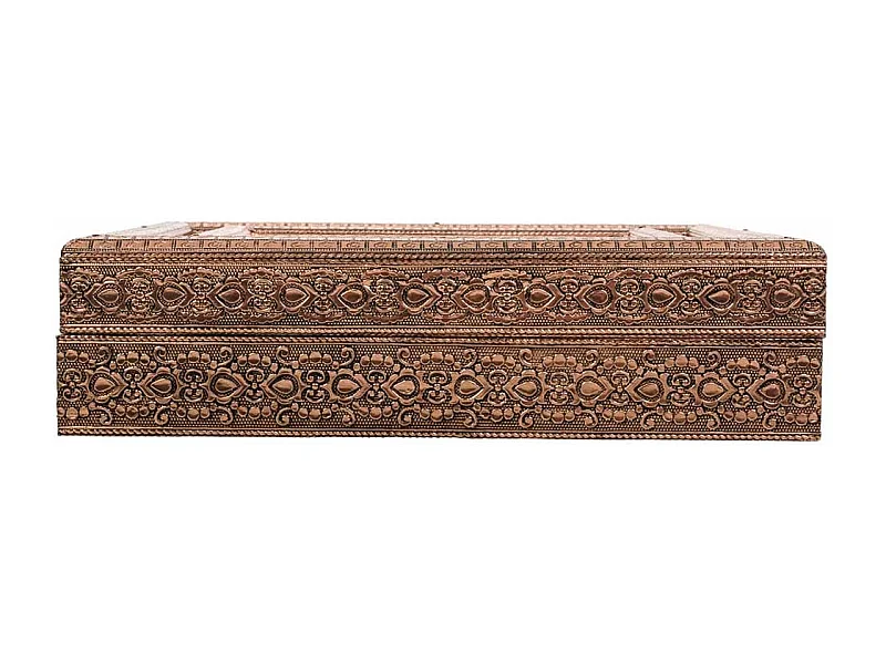 Porta-joias em metal com relevo de cobre 30x25x7,5