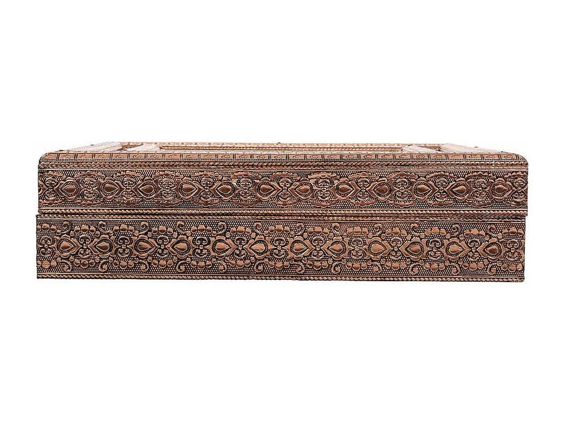 Portagioie in metallo goffrato rame 30x25x7,5h