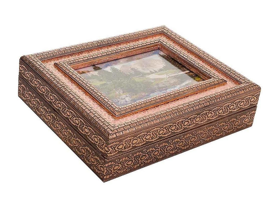 Portagioie in metallo goffrato rame 30x25x7,5h