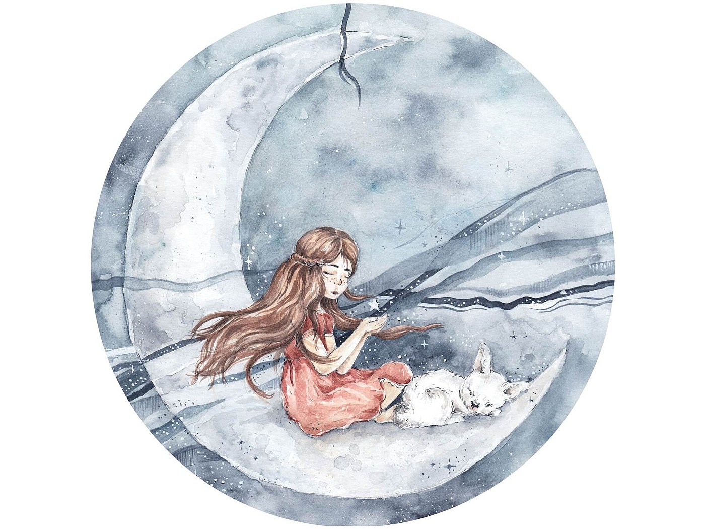 Sticker mural Fille dans un cercle 150 x 150 cm