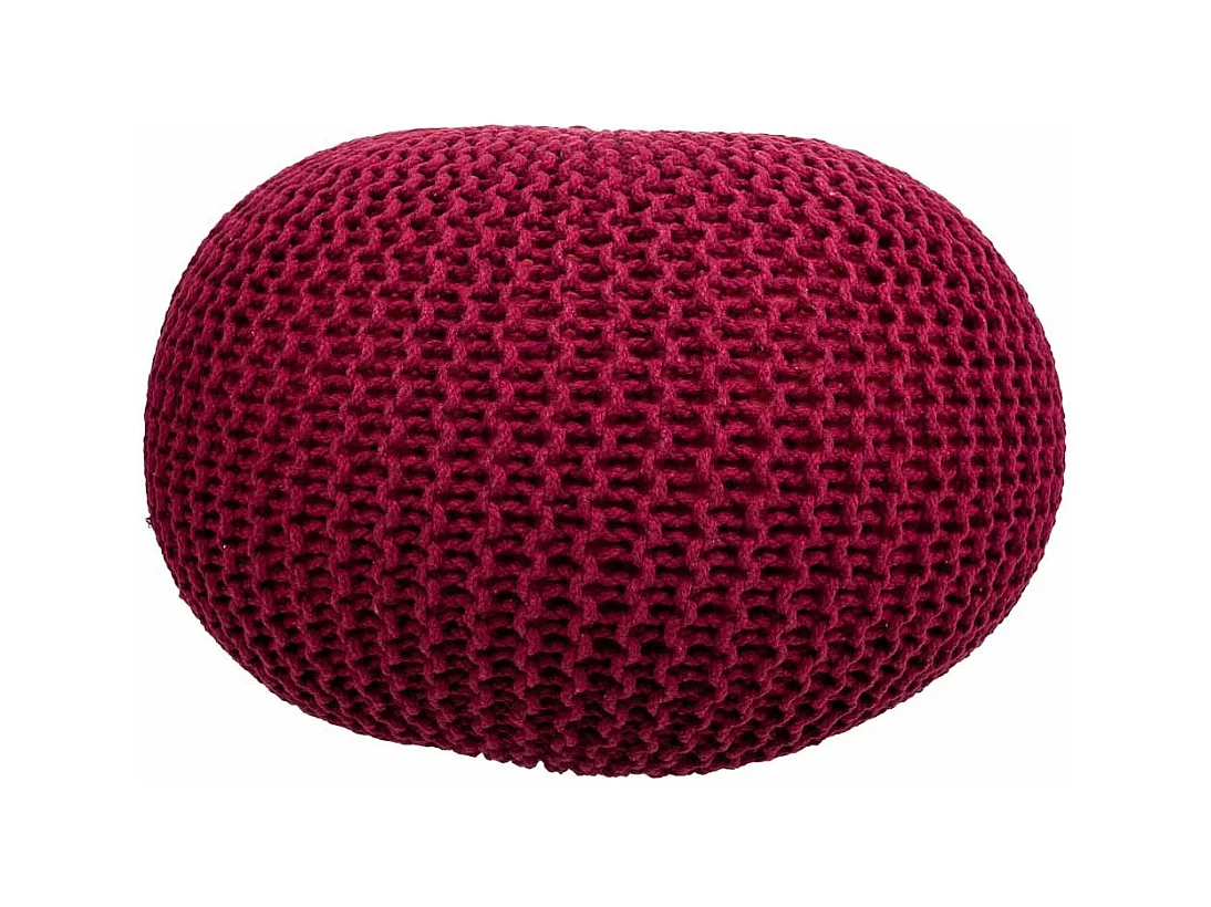Pouf en coton tressé rouge 45x45x30h
